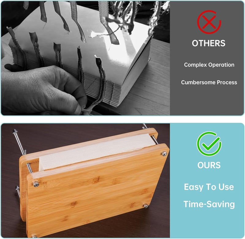 NiHome طقم تجليد الكتب 35 قطعة للمفكرات، خطط الدروس، تنظيم الوثائق - أدوات تجليد الكتب من الخيزران المدمجة، مستلزمات تجليد الكتب مع مقبض محمول للمبتدئين DIY - Image 4